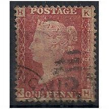 1858 SG43 1d Red Plate 79 Fine Used Check Letters "KH".