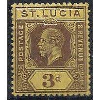 St Lucia 1921 SG82b 3d Purple/Yellow on Pale Yellow Die II Mounted Mint ..