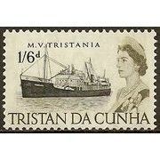 Tristan Da Cunha QEII 1965 1/- 6d Black & Olive Unmounted Mint NHM SG 81 stamp