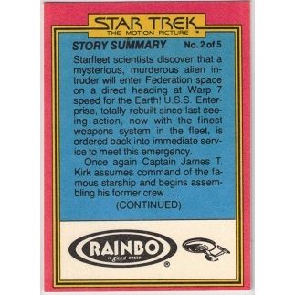 STAR TREK ' THE MOTION PICTURE ' 1979 RAINBO card # 22