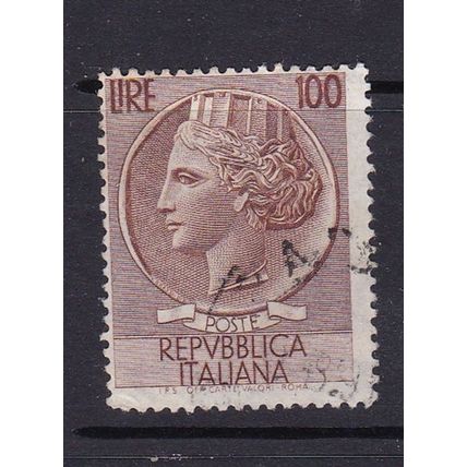 ITALY 1953 100L 27 x 28mm USED SG904