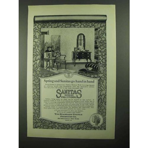 1923 Sanitas Wall Coverings Ad - Spring Hand in Hand