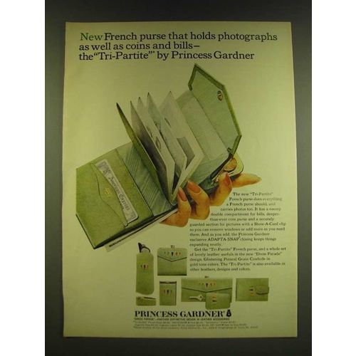 1966 Princess Gardner Tri-Partite French Purse Ad - Holds Photographs