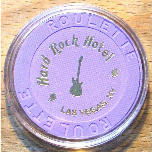 Hard Rock Casino ROULETTE Chip - Purple - Guitar - LAS VEGAS, Nevada