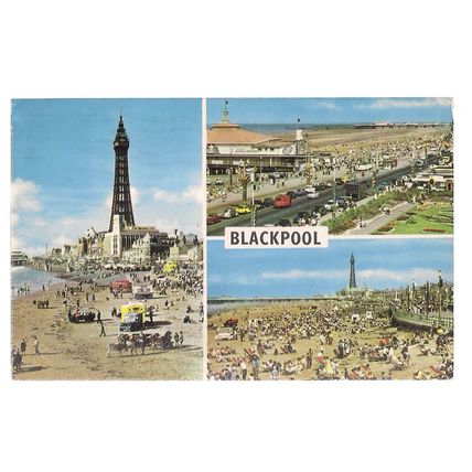 BLACKPOOL, LANCASHIRE. MULTIVIEW.. used vintage postcard 1969 postmark =