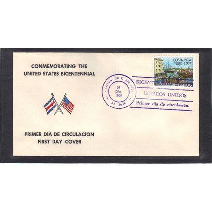 FDC Int'l Costa Rica Honoring USA Bicentennial (Cachet-U/A) CV01038