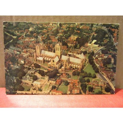 aerial view of LINCOLN CATHEDRAL. unused vintage postcard =