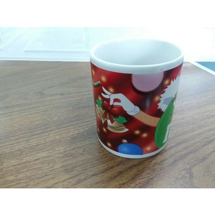 M&M , The GREEN Candy Character. Holiday Version Advertising. Coffee Mug Cup.