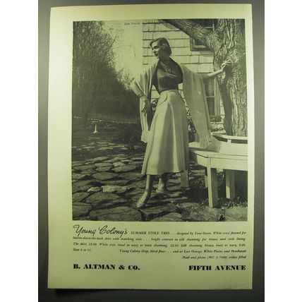1949 B. Altman & Co. Advertisement - Summer Stole Trio by Toni Owen