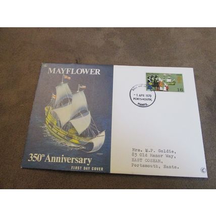Tovey 1970 GB FDC Cover - Mayflower crossing - Pilgrims / Puritans