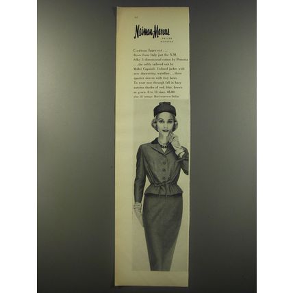 1956 Neiman-Marcus Suit by Miller Cupaioli Ad - Cotton harvest