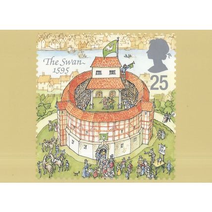 The Swan Theatre Southwark London 1595 Shakespeare RMPQ Stamp Rare Postcard