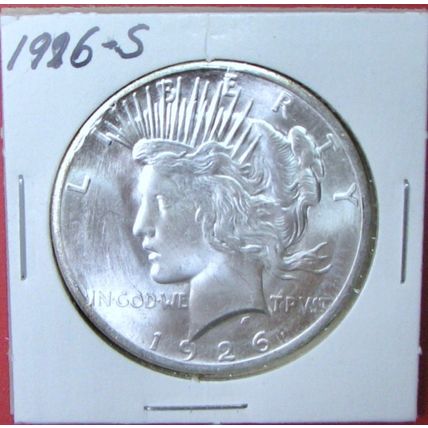 1926-S Peace Dollar. This Coin is a replica and contains NO precious metal.