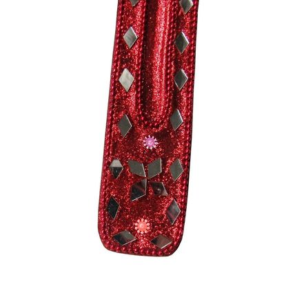 Red Gliter and Mirror Wooden Ash Catcher 26cm Holder for 1 Incense Stick CL36