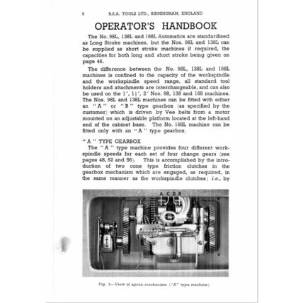 BSA 98L 138L 168L Single Spindle Automatic Screw Machine Operators Handbook PDF
