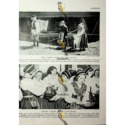 Swedish Historic Costume (Social History Back), Book Illustration (Print), c1920