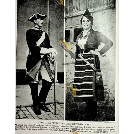 Swedish Historic Costume (Social History Back), Book Illustration (Print), c1920
