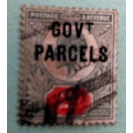 GB 1902 Edward VII 2d Government Parcels SG O75 GU due to heavy franking