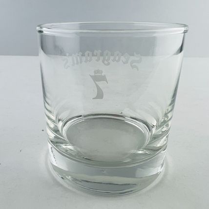 Seagrams 7 Crown Vintage Etched Textured Ball Bottom Low Ball Glass