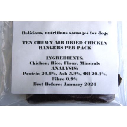 DOG SAUSAGES BENJIS BANGERS DOG CHEWS TEN NATURAL CRUNCHY DOG SAUSAGE TREATS