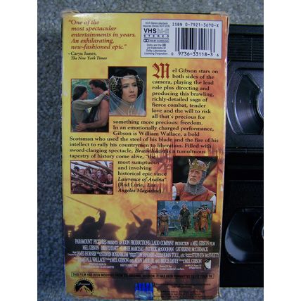 BRAVEHEART VHS tape - Mel Gibson (2 VHS tapes)