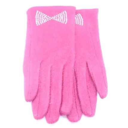 Ladies Gloves Burgundy with Diamante Bow Detail 23 CM Clothing Accessory Gift