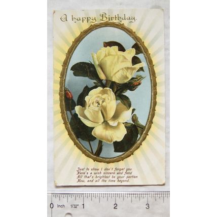 1911 postcard A Happy Birthday - Roses