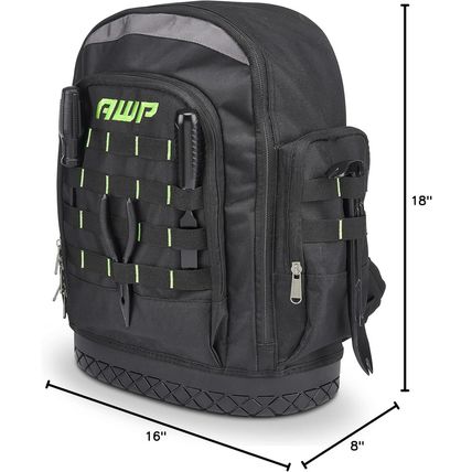 AWP Extreme Tool Backpack | Rugged Polyester Jobsite Backpack with Waterproof Mo