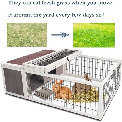 Tortoise House Habitat Wooden, Chicken Coop with Run Rabbit Hutch Small Animal H