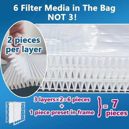 16X25X1 MERV 8 Air Filter,Ac Furnace Air Filter,Reusable ABS Plastic Frame, 7 Pa