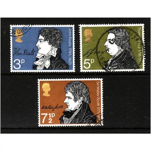 GREAT BRITAIN 1971 LITERARY ANNIV SG 884/886 3 VALS FINE USED#3