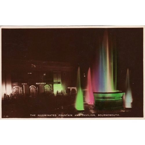 Vintage Postcard Illuminated Fountain & Pavilion Bournemouth Dorset 1931