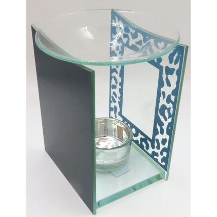 Silver Animal Print Oil Burner/Tealight Holder 12 CM Glass Gift Home Decor Boxed