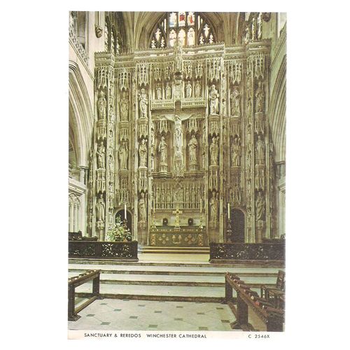 SANCTUARY & REREDOS, WINCHESTER CATHEDRAL, unused vintage postcard by Judges =