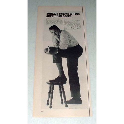 1965 Supp-Hose Socks Ad w/ Johnny Unitas