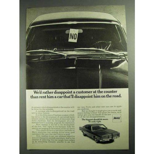 1968 Hertz Rent-a-car Ad - Disappoint at The Counter