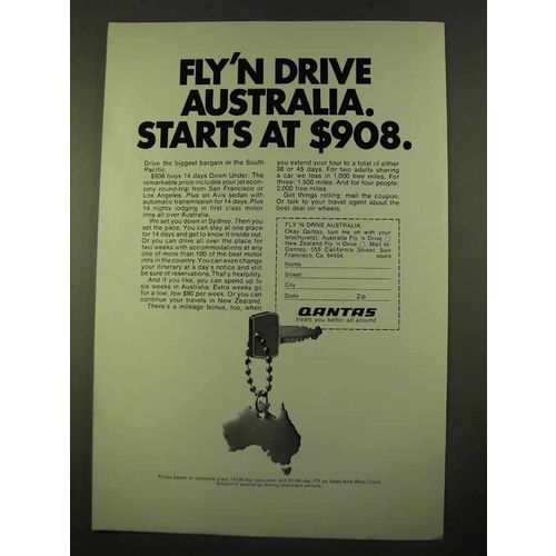 1970 Qantas Airlines Ad - Fly'n Drive Australia