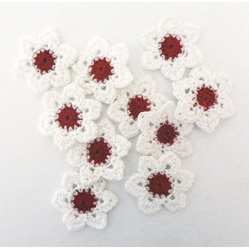 Flower appliques #F019 embellishments 10 pieces cotton crochet 35 mm diameter