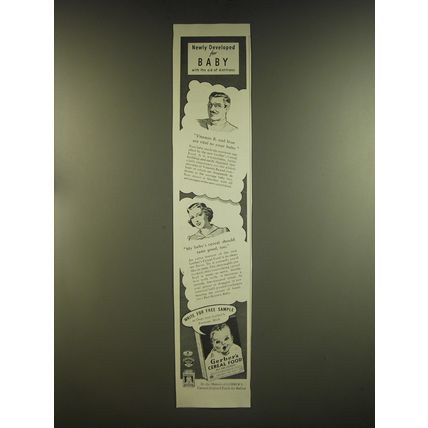 1939 Gerber's Cereal Food Ad - Newly developed for baby