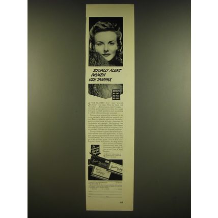 1941 Tampax Tampons Ad - Socially alert women use Tampax