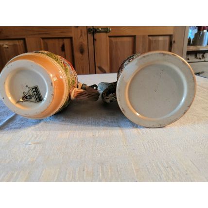 2 x Vintage, West German, Stoneware, Beer Steins, Pewter Lids, Decorative