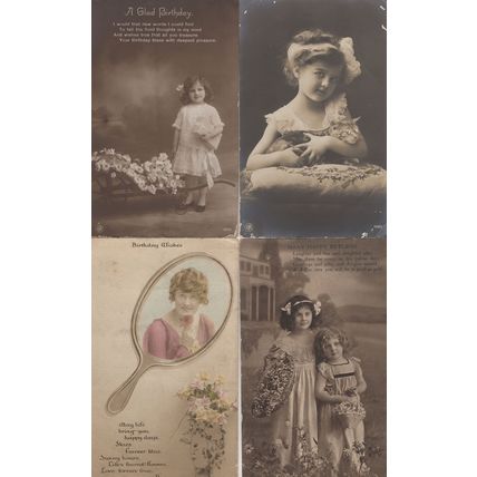 Children With Cat Wheelbarrow Fancy Dress 4x Old Postcard s