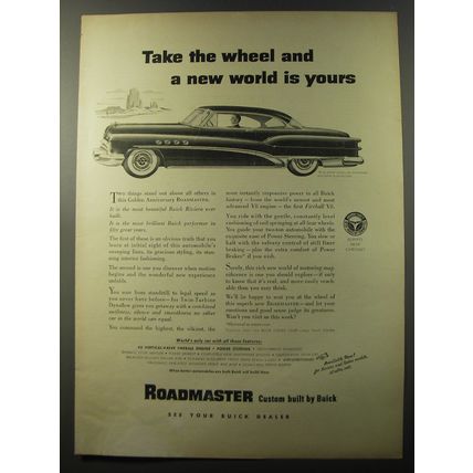 1953 Buick Roadmaster Car Ad - Take the wheel and a new world is yours