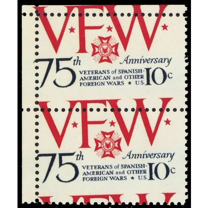 1525, Mint NH 10¢ Misperforation Error Margin Pair - VFW - Stuart Katz