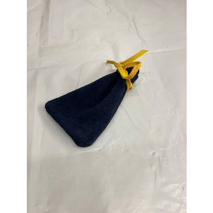 Medieval Larp SCA Pagan Reenactment Blue Leather DRAWSTRING Yellow tie pouch