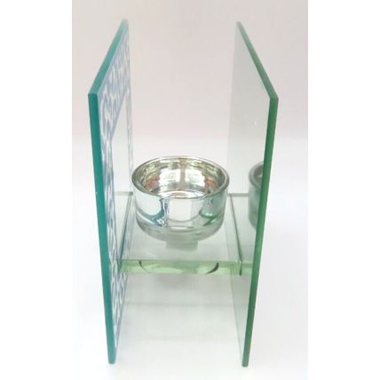 Silver Animal Print Tealight Holder 12 CM Glass Gift Home Decor Boxed