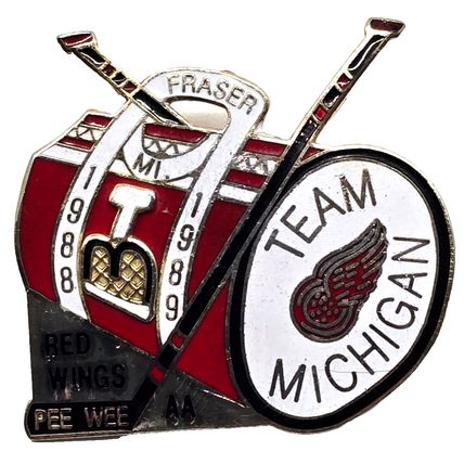 1988-89 Team Michigan Red Wing Pee Wee AA Youth Hockey Pin Pinback