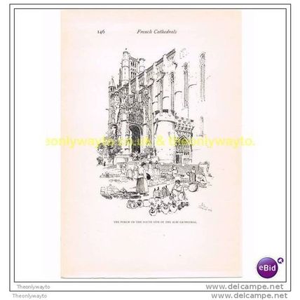 ALBI CATHEDRAL, PORCH ON THE SOUTH SIDE, Book Illustration (Print), c1909
