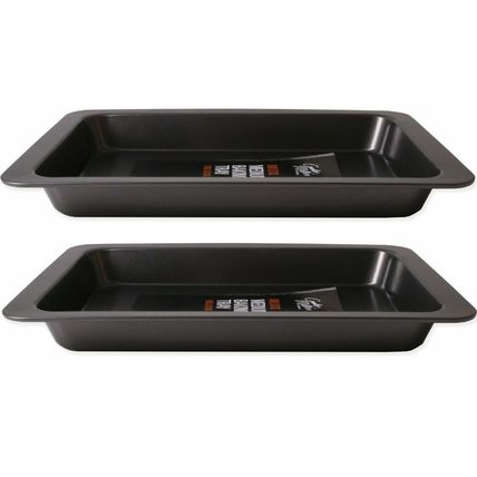2x STEEL BAKING TRAYS Medium NON STICK Kitchenware Cooking Roasting Oven Dish
