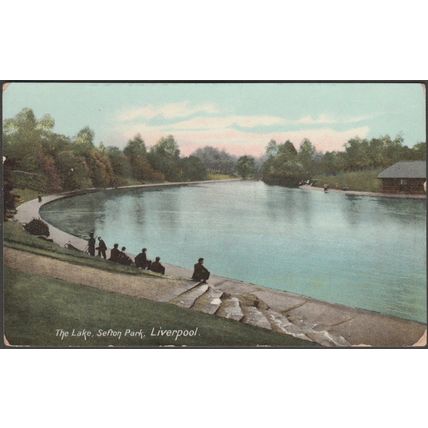 The Lake, Sefton Park, Liverpool, Lancashire, 1906 - Brown & Rawcliffe Postcard